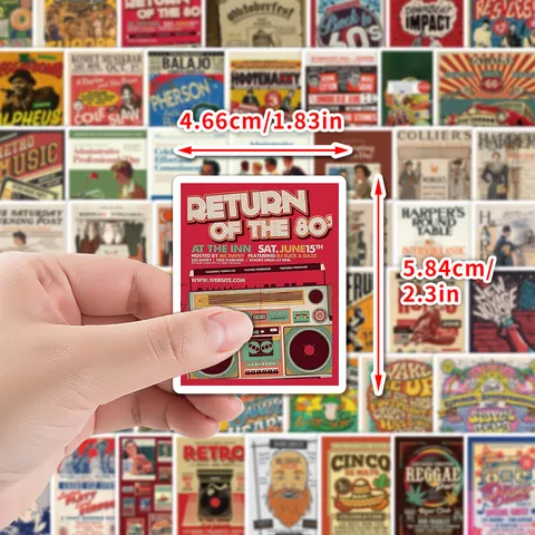 Vintage Retro Style Poster Graffiti Stickers Waterproof Vinyl Decals For Water Bottle Laptop Luggage Aesthetic Art