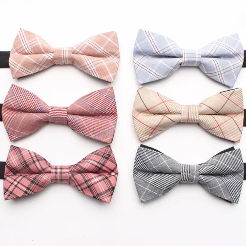 Casual Plaid Bowtie Polyester Cotton Unisex British Style Bow Tie Fashion Shirt Collar Accessories