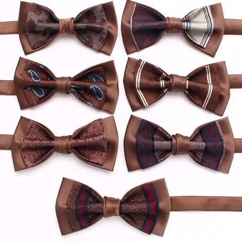 Pajarita de Seda de Poliéster Jacquard Clásica para Hombre de Doble Capa Texturizada Traje Formal para Boda Fiesta Negocios