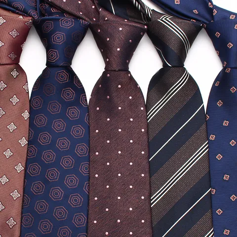 Men's Business Formal Necktie Classic Polyester Silk Striped Floral Neck Ties For Wedding Party Suit Accessories