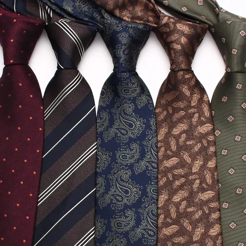 Men's Business Formal Necktie Classic Polyester Silk Striped Floral Neck Ties For Wedding Party Suit Accessories