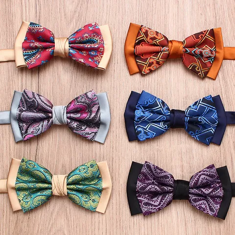 Pajarita Bicolor de Jacquard con Estampado Paisley para Hombre Boda Negocios Accesorio de Traje de Fiesta