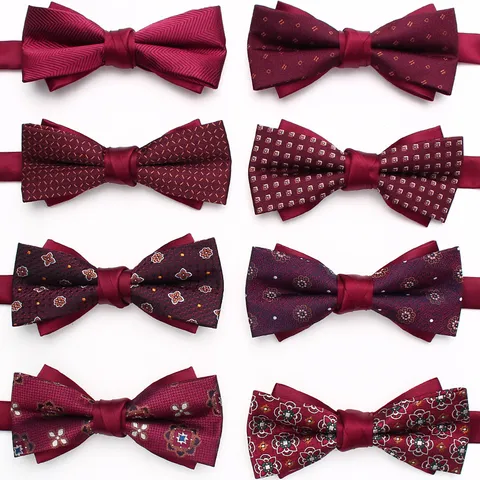 Herren Hochzeit Rote Fliege Business Casual Bräutigam Trauzeuge Fliege Polyesterseide Jacquard Fliegen Mode Halsschmuck