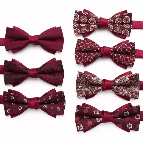 Herren Hochzeit Rote Fliege Business Casual Bräutigam Trauzeuge Fliege Polyesterseide Jacquard Fliegen Mode Halsschmuck