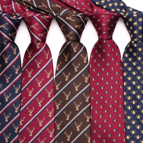 Mens Retro Animal Pattern Necktie Polyester Silk Woven Jacquard Business Casual Neck Tie Suit Accessories