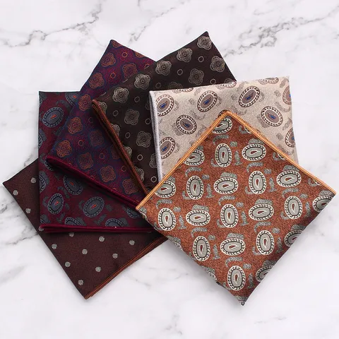 Brits Vintage Heren Borstzakje Polyesterzijde Klassieke Paisley Bloemenprint Zakdoek Zakelijke Feest Pak Accessoire