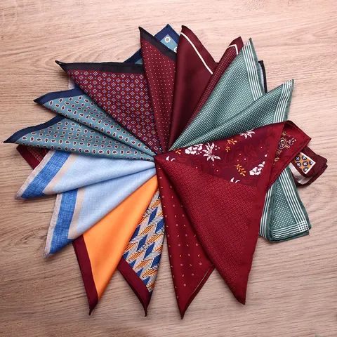 Men Suit Pocket Square Printed Silk Feel Handkerchief Square Pocket Chief Wedding Business Neckwear Fashion Accessories