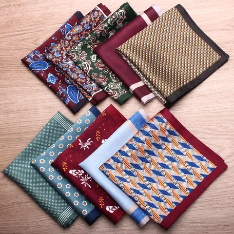 Men Suit Pocket Square Printed Silk Feel Handkerchief Square Pocket Chief Wedding Business Neckwear Fashion Accessories