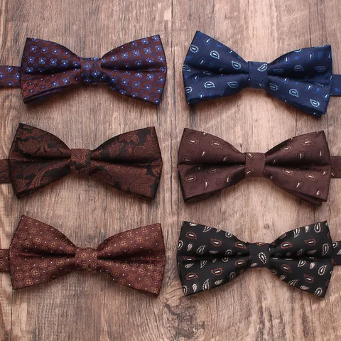 Pajarita de Poliéster Casual de Negocios para Hombre Clásico Rayado Floral Estampado Esquina Plana Accesorios de Traje de Fiesta de Boda