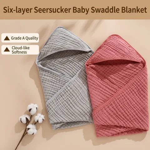 Infant Soft Cotton Hooded Bath Towel Breathable Muslin Crinkle Swaddle Blanket Absorbent Baby Wrap Towel For Newborn Kids Cape