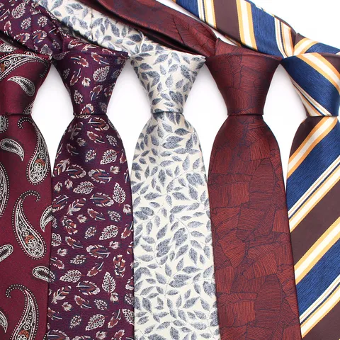 Men's Business Necktie Classic Jacquard Woven Polyester Neck Tie Retro Floral Formal Suit Neckwear For Wedding Party