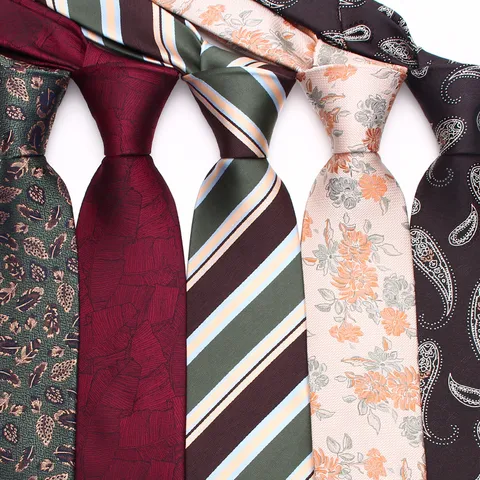 Men's Business Necktie Classic Jacquard Woven Polyester Neck Tie Retro Floral Formal Suit Neckwear For Wedding Party