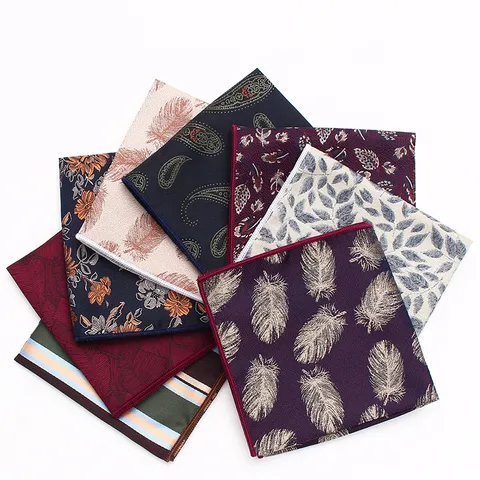 Heren Formeel Zakelijk Trouwpak Pochet Bloemen Paisley Veer Print Zakdoek Banket Pak Accessoires
