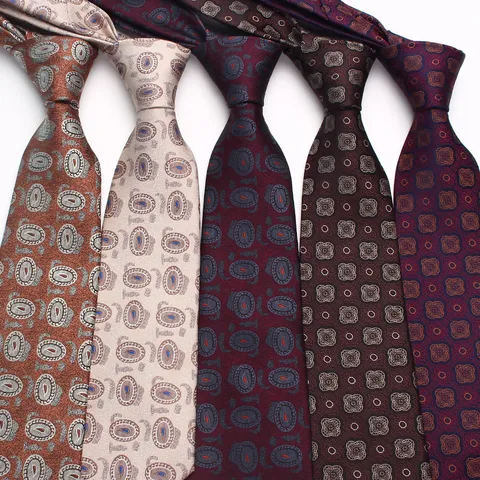 Cravatta Retro da Uomo d'Affari Larga Jacquard Poliestere Accessori per Abito Fantasia Geometrica Classica Per Festa di Matrimonio