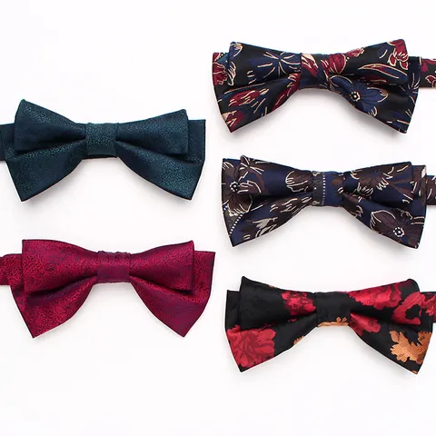 Pajarita Clásica de Doble Capa para Hombre Vintage Floral Estampado Boda Fiesta Formal Accesorios para el Cuello