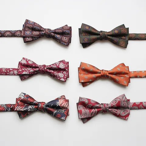 Mens British Fashion Jacquard Bowtie Business Formal Wedding Polyester Silk Bow Tie Party Accessories