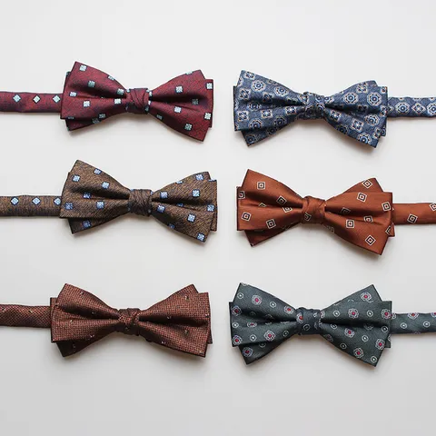 Mens British Fashion Jacquard Bowtie Business Formal Wedding Polyester Silk Bow Tie Party Accessories