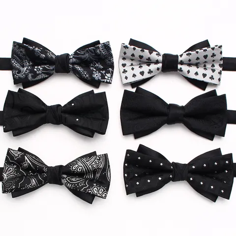 Men's Classic Jacquard Bow Tie Formal Business Wedding Suit Neckwear Polyester Silk Adjustable Bowtie Accessories