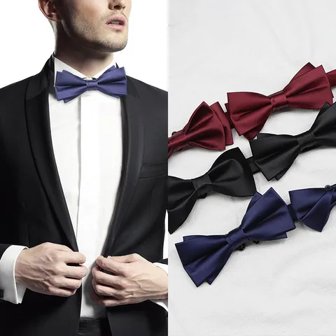 Pajarita Formal de Hombre Color Sólido Satinada Ajustable para Boda Negocios Fiesta Novio Padrinos Esmoquin Cuello