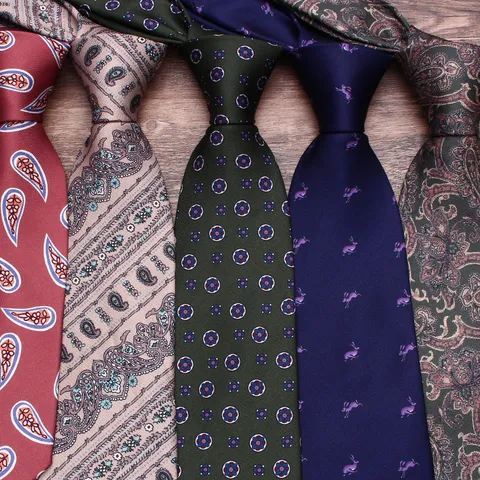 Men's Floral Paisley Necktie Business Casual Wedding Party Neck Tie Standard Width Polyester Silk Tie For Men
