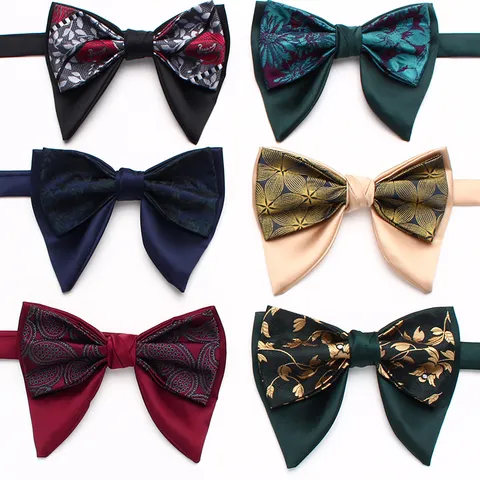 Pajarita de Doble Capa Vintage para Hombres Negocios Traje Formal Cuello Estampado Geométrico Poliéster Efecto Seda Ajustable Fiesta Regalo