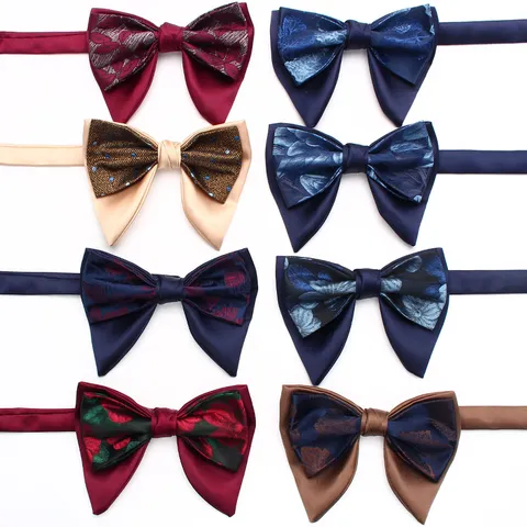 Pajarita de Doble Capa Vintage para Hombres Negocios Traje Formal Cuello Estampado Geométrico Poliéster Efecto Seda Ajustable Fiesta Regalo