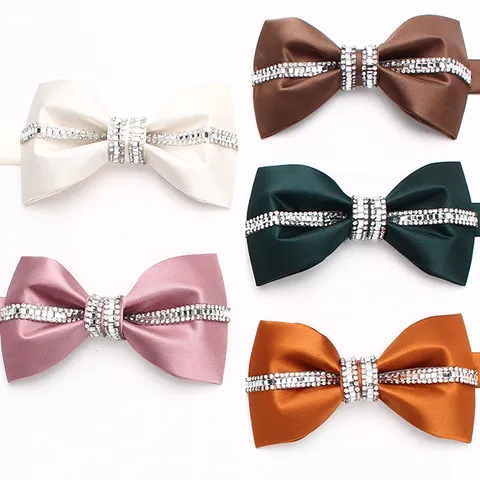 Farfallino in Strass da Uomo Seta di Poliestere Matrimonio Sposo Farfallino Stile Coreano Moda Decorativo