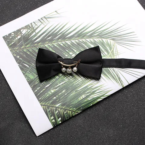 Farfalla Nera da Uomo Matrimonio Sposo Testimone Affari Strass Perla Piuma Papillon Moda Accessorio Collo