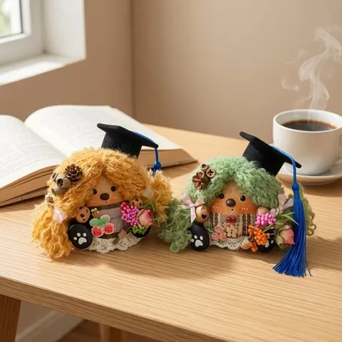 Handmade Natural Plant Pod Doll Graduation Ornament DIY Material Pack Finished Product Creative Desktop Decor Gift