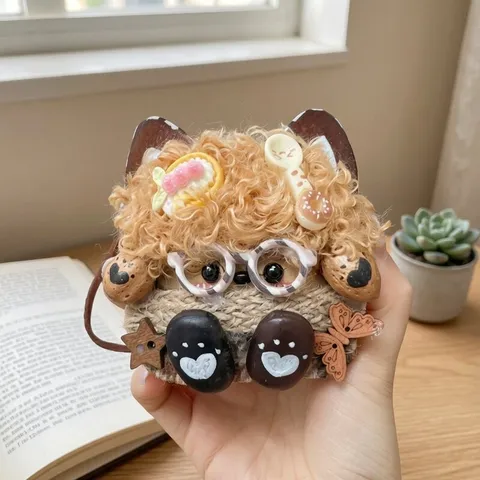 Mignonne Poupée Cosse Charme de Sac Fait Main Rotin Ours Peluche Pendentif