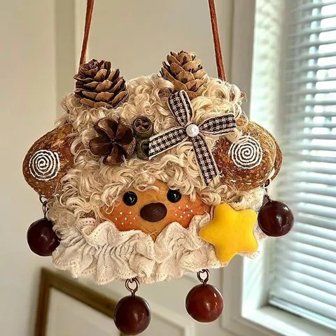 Pendentif Petit Mouton DIY Fait Main Mignon Poupée en Peluche Créative Ornement Suspendu Décoration Intérieure Cadeau