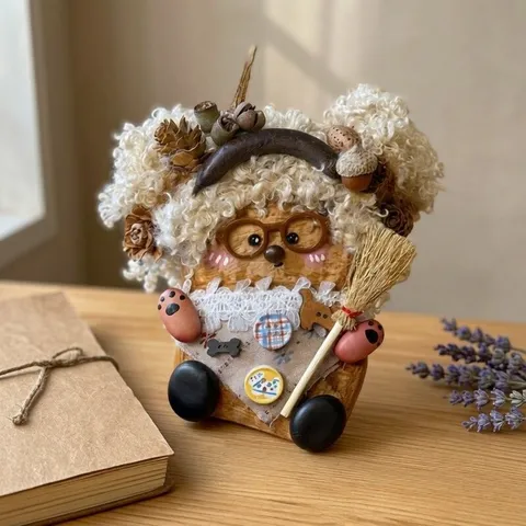 Pendentif Poupée Animal Mignon Fait Main Cosse de Plante Naturelle Paquet de Matériel DIY Décoration de Bureau Créative Cadeau d'Artisanat