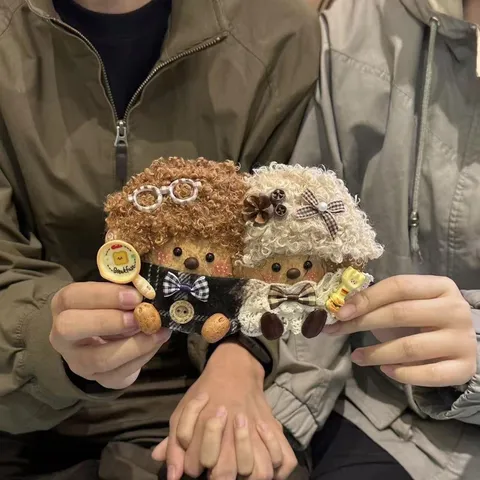 Pochette de Matériel DIY pour Poupée Haricot Couple Fait Main Mignon Pendentif de Sac en Peluche Cadeau d'Artisanat Créatif Pour Petite Amie