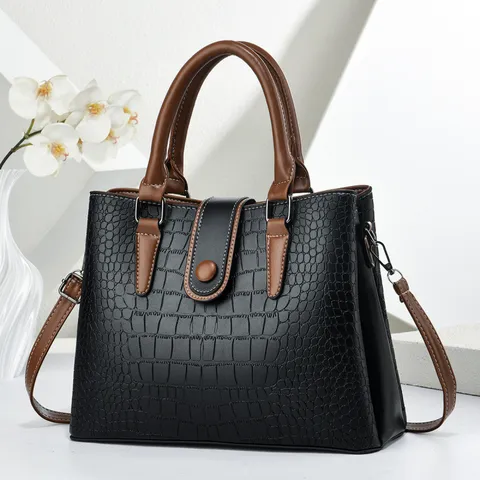 Modische Damen Handtasche PU Leder Krokodil Muster Geprägt Mehrschichtige Schulter Umhängetasche High End Vielseitige Tote