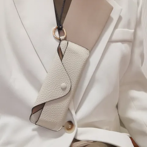 Echtleder Brillenetui Hals Hängende Aufbewahrungstasche Oberste Schicht Rindsleder Brillenhalter Etui Für Männer Frauen