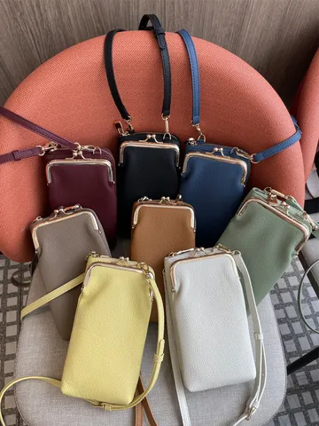 Damen Echtes Leder Handytasche Vintage Kussverschluss Umhängetasche Kleine Tasche Modisch Minimalistisch Rindsleder Schultertasche Täglicher Gebrauch