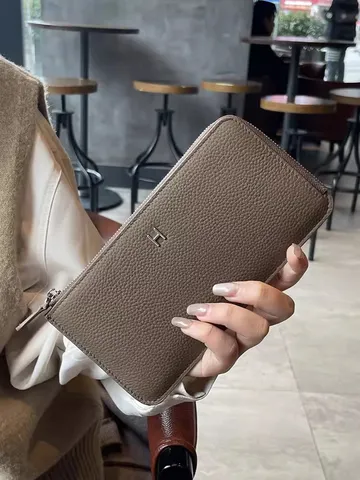 Damen Echtes Leder Lange Brieftasche Luxus Designer Reißverschluss Kartenhalter Clutch Tasche Mit Eleganter Metallschnalle