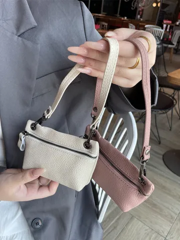 Genuine Leather Coin Purse For Women Top Layer Cowhide Mini Zipper Wallet Portable Small Change Pouch Daily Handbag