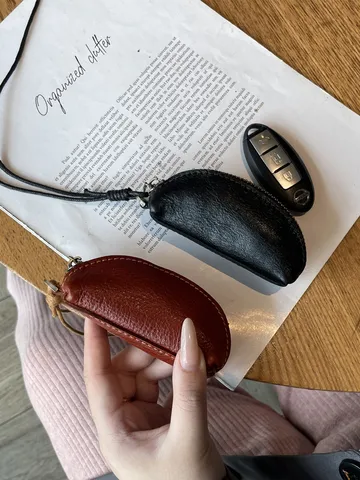 Echtes Leder Mini Münzbeutel Damen Gepflanzt Gegerbt Lippenstift Tasche Mit Nackenriemen Kleine Münze Schlüsselhalter Tasche