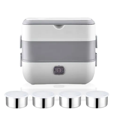 Tragbare Elektrische Lunchbox 200W Speisenwärmer Heizung Edelstahl Fächer Bento Box Für Büroarbeiter Reisen Zuhause Küche