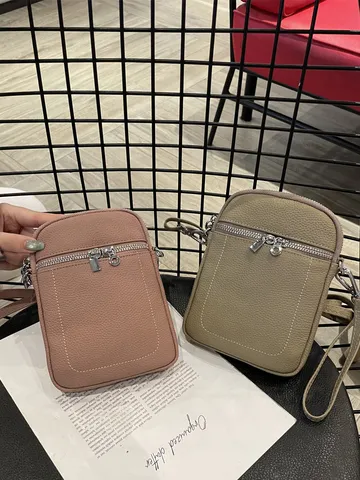 Echtes Leder Mini Handytasche Damen Retro Vertikal Quadratisch Schulter Umhängetasche Tägliche Kleine Handtasche