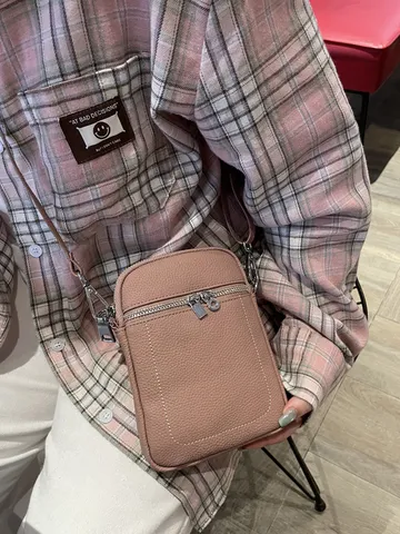Echtes Leder Mini Handytasche Damen Retro Vertikal Quadratisch Schulter Umhängetasche Tägliche Kleine Handtasche