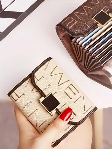 Damen Mode Kartenetui Mini Akkordeon Kartenetui Große Kapazität Mehrere Fächer PU Leder Minimalistische Geldbörse