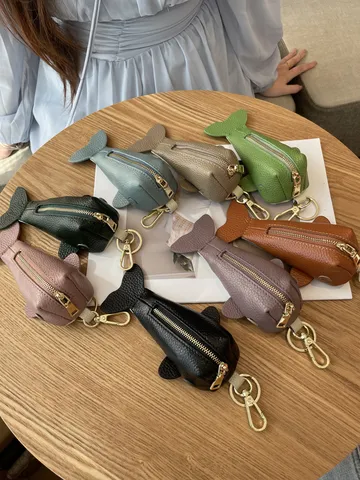 Véritable Cuir Étui à Clés Baleine Mignon Animal Porte-Monnaie Mini Porte-Clés Pochette Sac Pour Femmes Accessoires de Mode