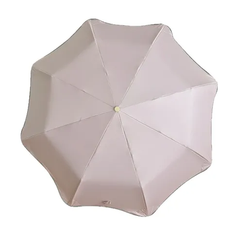 Parasol Pliable Automatique Bloc de Couleur Coins Ronds Protection UV Parasol Revêtement en Caoutchouc Compact