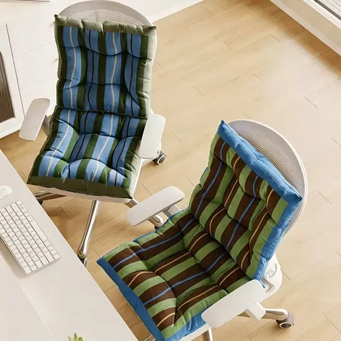 Retro Striped Chair Cushion Thickened Seat Pad For Office Dining Room Polyester Geometric Quilted Cushion Home Decor