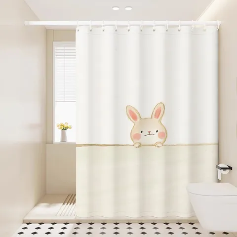 Waterproof Cartoon Animal Shower Curtain Polyester Fabric Bathroom Partition Curtain With Hooks And Tiebacks For Home Decor