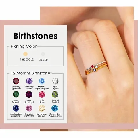 Minimalist Stainless Steel Thin Ring For Women Delicate Birthstone Rhinestone Stackable Finger Ring Fashion Commuter Hand Jewelry Gift