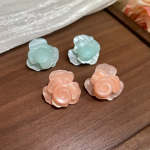 Süße Harz Rose Blume Ohrstecker Für Damen Mit 925 Sterlingsilber Ohrstecker-Stift Elegante Kleine Frische Florale Ohrringe Schmuck Geschenk