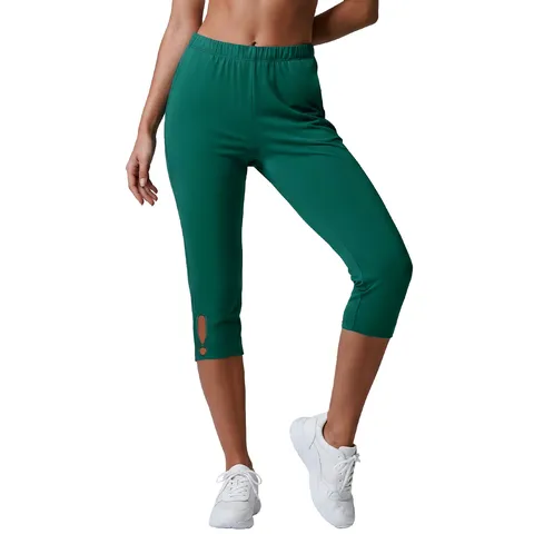 Damen High Waist Yoga Hose Capri Leggings Slim Fit Workout Laufen Fitness Sport Hose Mit Ausschnitt Detail